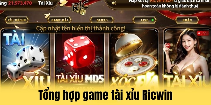 Ricwin - Tận hưởng sòng cá cược tài xỉu đẳng cấp châu Á 3 Hệ thống game tài xỉu hấp dẫn tại Ricwin